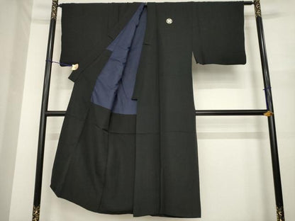 平和屋着物●男性 黒紋付・羽織セット 正絹 逸品 AABI8810ck