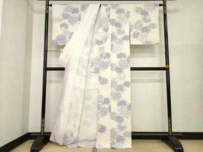 平和屋着物●上質な小紋　手描き　地紋起こし　紫陽花　正絹　逸品　AABI8814ck