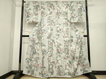 平和屋着物●上質な小紋　地紋起こし　蔦草間道　正絹　逸品　AABI8815ck