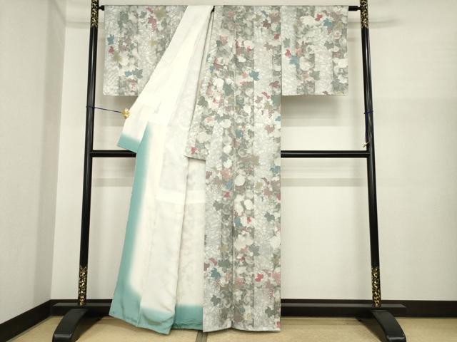 平和屋着物●上質な小紋　地紋起こし　蔦草間道　正絹　逸品　AABI8815ck