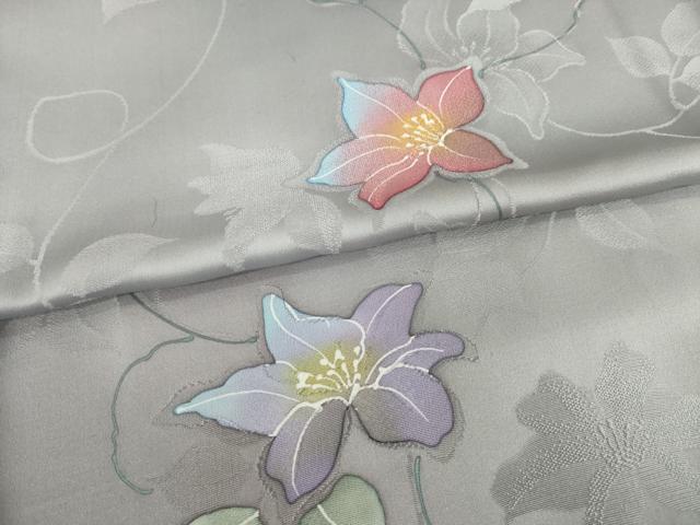 平和屋着物●安藤松岳　小紋　地紋起こし　花蔦草文　反端付き　正絹　逸品　未使用　AABI8816ck