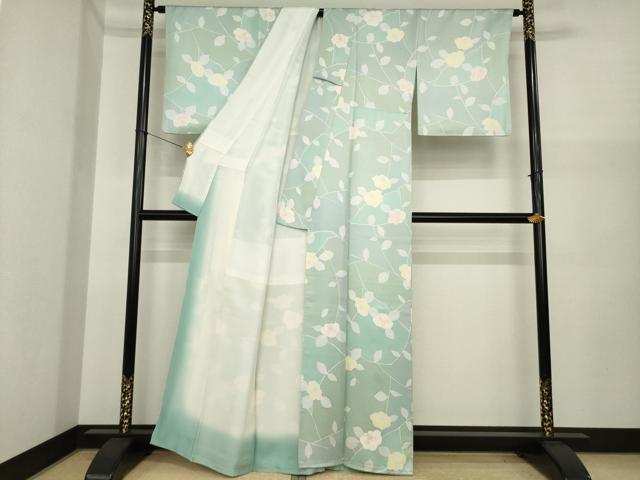平和屋着物●上質な小紋　椿　正絹　逸品　AABI8818ck