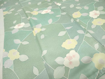 平和屋着物●上質な小紋　椿　正絹　逸品　AABI8818ck