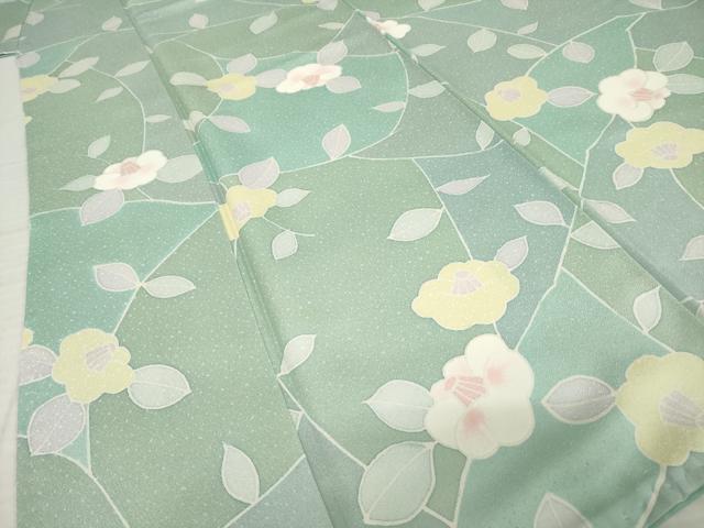平和屋着物●上質な小紋　椿　正絹　逸品　AABI8818ck