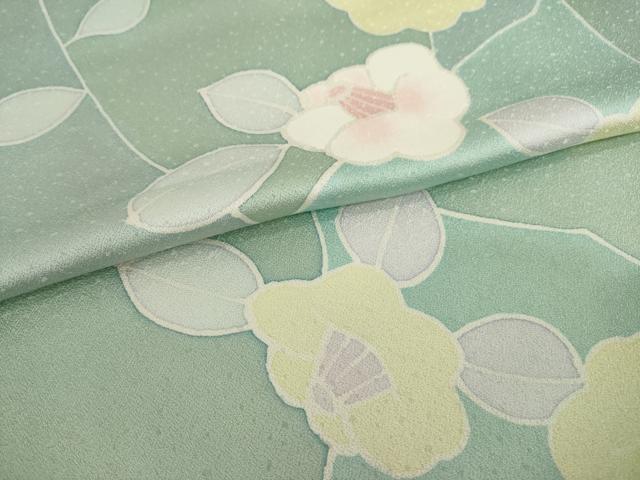 平和屋着物●上質な小紋　椿　正絹　逸品　AABI8818ck