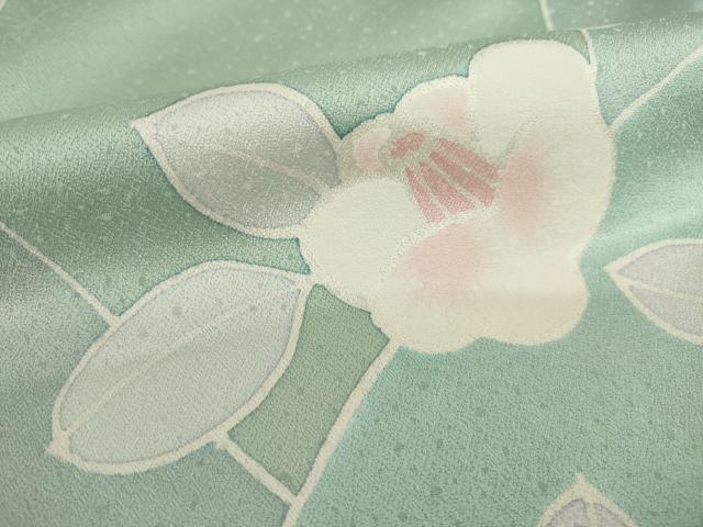 平和屋着物●上質な小紋　椿　正絹　逸品　AABI8818ck