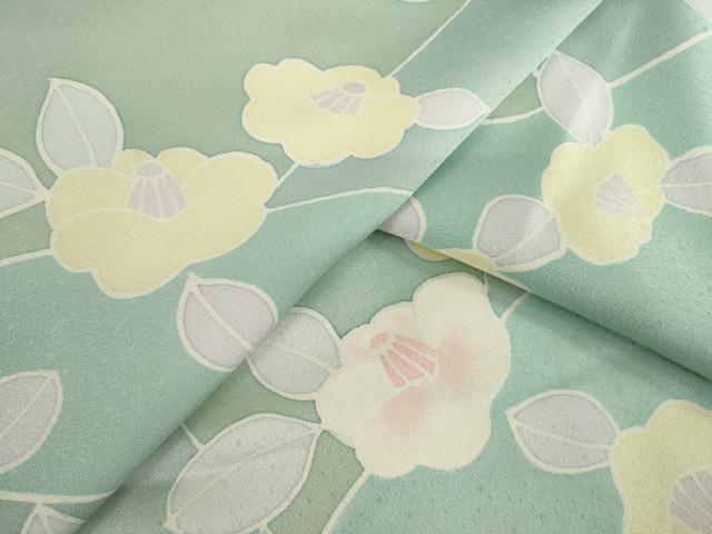 平和屋着物●上質な小紋　椿　正絹　逸品　AABI8818ck