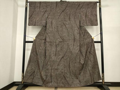 平和屋着物●本場大島紬　一元7マルキ　花唐草文　正絹　逸品　AABI8823ck