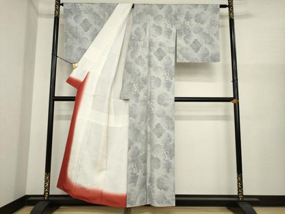 平和屋着物●本場大島紬　白大島　カタス9マルキ　総絣　雪輪花文　正絹　逸品　AABI8829ck
