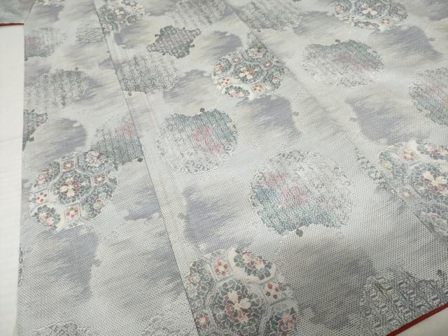 平和屋着物●本場大島紬　白大島　カタス9マルキ　総絣　雪輪花文　正絹　逸品　AABI8829ck
