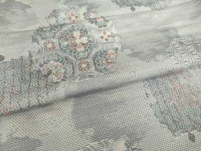 平和屋着物●本場大島紬　白大島　カタス9マルキ　総絣　雪輪花文　正絹　逸品　AABI8829ck
