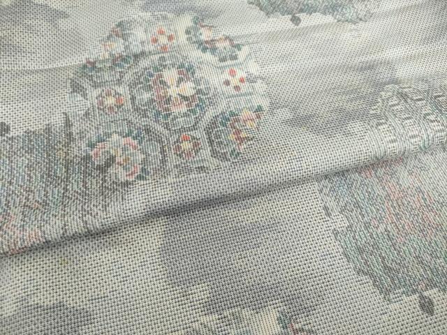平和屋着物●本場大島紬　白大島　カタス9マルキ　総絣　雪輪花文　正絹　逸品　AABI8829ck