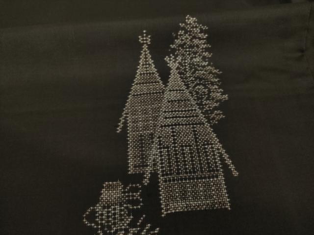 平和屋着物●本場大島紬　カタス9マルキ　地空き　風景文　正絹　逸品　AABI8830ck