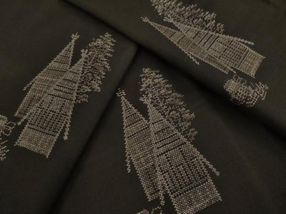平和屋着物●本場大島紬　カタス9マルキ　地空き　風景文　正絹　逸品　AABI8830ck