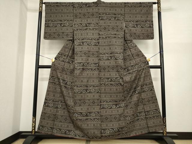 平和屋着物●本場大島紬　一元絣　横段文　正絹　逸品　AABI8831ck