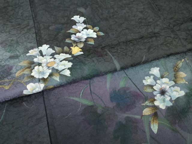 平和屋着物●訪問着　螺鈿　草花文　暈し染め　金彩　正絹　逸品　AABI8832ck