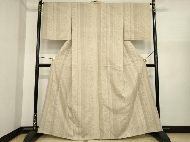 平和屋着物●結城紬　80亀甲　唐草間道　正絹　逸品　AABI8834ck