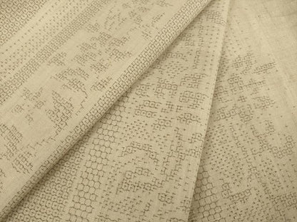 平和屋着物●結城紬　80亀甲　唐草間道　正絹　逸品　AABI8834ck