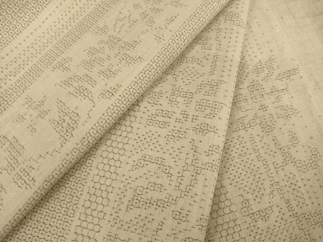 平和屋着物●結城紬　80亀甲　唐草間道　正絹　逸品　AABI8834ck