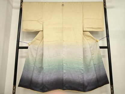 平和屋着物●男性　色留袖　墨流し文様　暈し染め　正絹　逸品　AABI8837ck