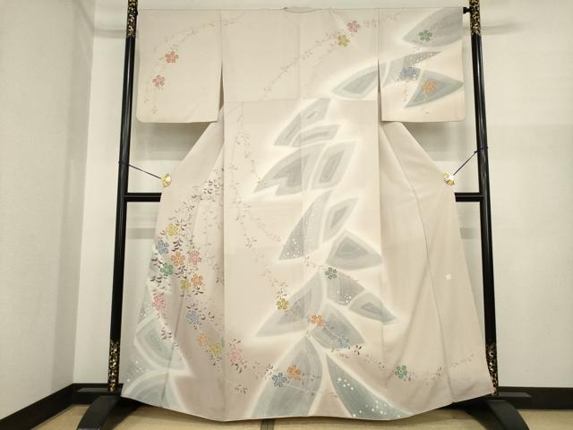 平和屋着物●訪問着　友禅　作家物　草花文　正絹　逸品　AABI8838ck