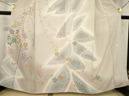 平和屋着物●訪問着　友禅　作家物　草花文　正絹　逸品　AABI8838ck