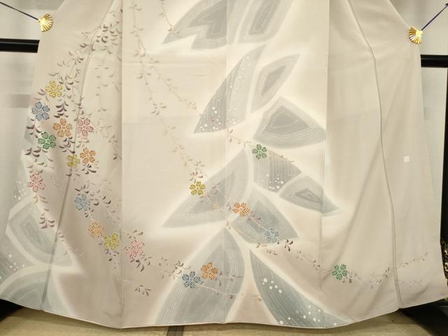 平和屋着物●訪問着　友禅　作家物　草花文　正絹　逸品　AABI8838ck