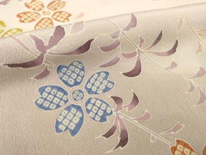 平和屋着物●訪問着　友禅　作家物　草花文　正絹　逸品　AABI8838ck