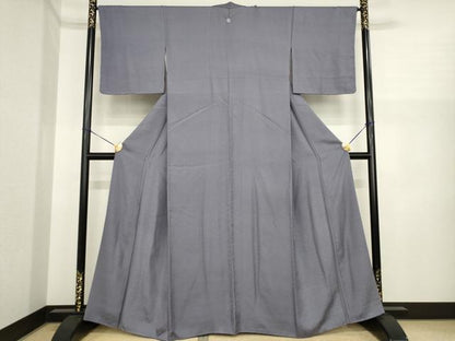 平和屋着物●上質な色無地　花菱地紋　源氏鼠色　正絹　逸品　AABI8839ck