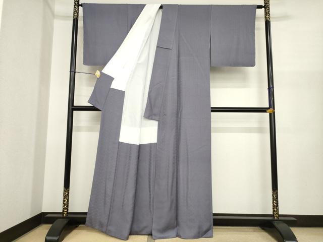 平和屋着物●上質な色無地　花菱地紋　源氏鼠色　正絹　逸品　AABI8839ck