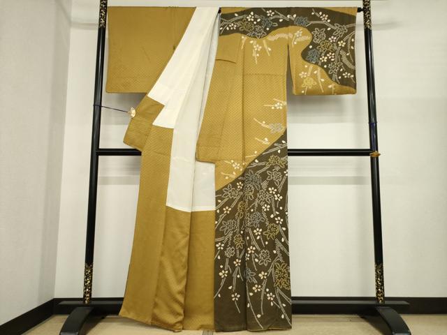 平和屋着物●訪問着　絞り　枝花文　正絹　逸品　AABI8840ck