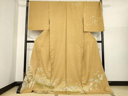 平和屋着物●訪問着　辻が花　絞り　舞花文　仮絵羽　正絹　逸品　未使用　AABI8842ck