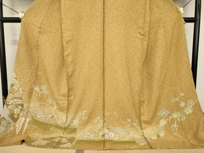 平和屋着物●訪問着　辻が花　絞り　舞花文　仮絵羽　正絹　逸品　未使用　AABI8842ck