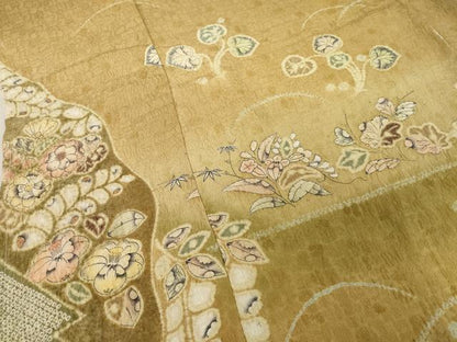 平和屋着物●訪問着　辻が花　絞り　舞花文　仮絵羽　正絹　逸品　未使用　AABI8842ck