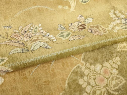 平和屋着物●訪問着　辻が花　絞り　舞花文　仮絵羽　正絹　逸品　未使用　AABI8842ck