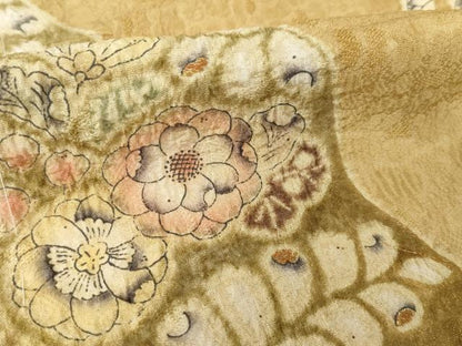 平和屋着物●訪問着　辻が花　絞り　舞花文　仮絵羽　正絹　逸品　未使用　AABI8842ck