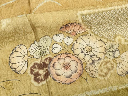 平和屋着物●訪問着　辻が花　絞り　舞花文　仮絵羽　正絹　逸品　未使用　AABI8842ck