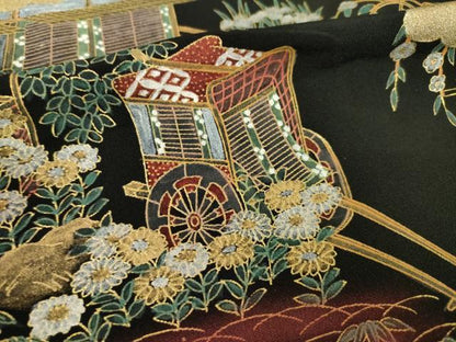 平和屋着物●豪華黒留袖　作家物　風景文　金彩　仮絵羽　正絹　逸品　未使用　AABI8843ck