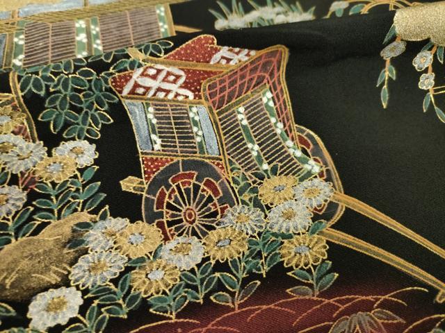 平和屋着物●豪華黒留袖　作家物　風景文　金彩　仮絵羽　正絹　逸品　未使用　AABI8843ck