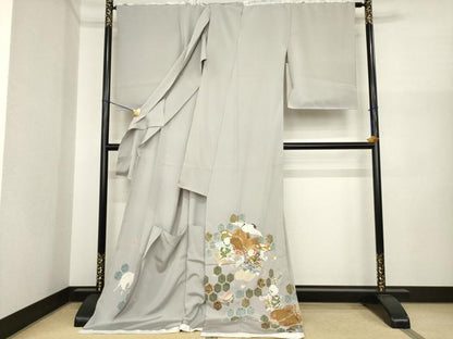 平和屋着物●色留訪問着　友禅　作家物　雷鳥　金彩　仮絵羽　正絹　逸品　未使用　AABI8845ck