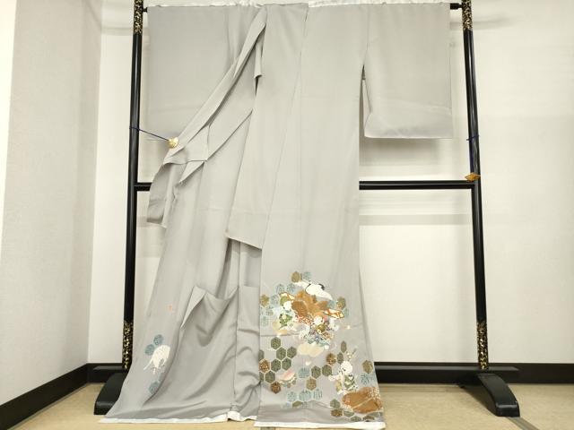 平和屋着物●色留訪問着　友禅　作家物　雷鳥　金彩　仮絵羽　正絹　逸品　未使用　AABI8845ck