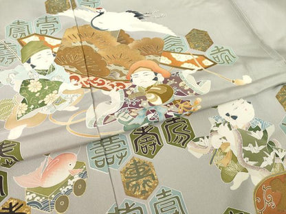平和屋着物●色留訪問着　友禅　作家物　雷鳥　金彩　仮絵羽　正絹　逸品　未使用　AABI8845ck