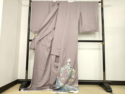 平和屋着物●色留訪問着　友禅　人物文　丹後ちりめん　金彩　仮絵羽　正絹　逸品　未使用　AABI8846ck