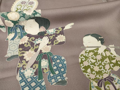 平和屋着物●色留訪問着　友禅　人物文　丹後ちりめん　金彩　仮絵羽　正絹　逸品　未使用　AABI8846ck