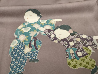 平和屋着物●色留訪問着　友禅　人物文　丹後ちりめん　金彩　仮絵羽　正絹　逸品　未使用　AABI8846ck