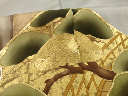 平和屋着物●色留訪問着　駒刺繍　吉祥文　金彩　仮絵羽　正絹　逸品　未使用　AABI8848ck