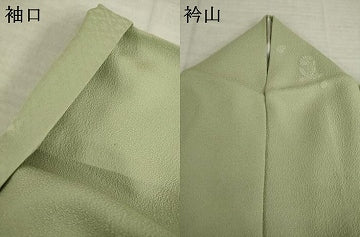 平和屋着物●上質な色無地　舞花地紋　黄海松茶色　正絹　逸品　AABI8849ck