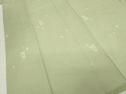 平和屋着物●上質な色無地　舞花地紋　黄海松茶色　正絹　逸品　AABI8849ck