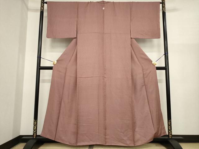 平和屋着物●上質な色無地　霞地紋　蘇芳香色　正絹　逸品　AABI8852ck