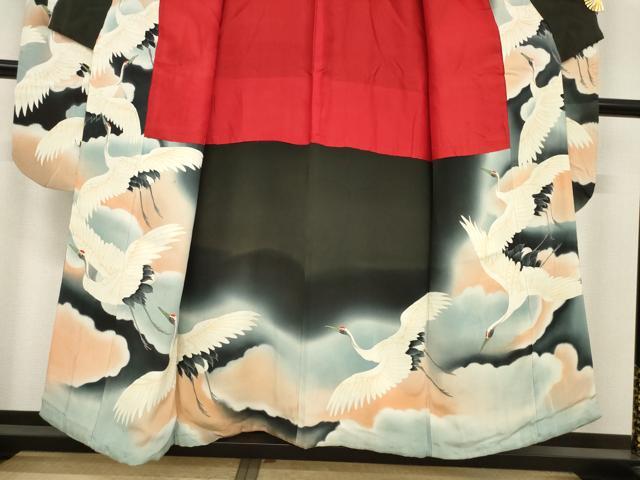 平和屋本店●アンティーク　大正ロマン　振袖　飛鶴文　正絹　逸品　AABI8854ck